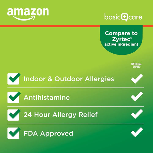 Amazon Basic Care All Day Allergy, Cetirizine Hydrochloride Tablets, 10 mg, 24-Hour Relief for Sneezing, Runny Nose, Itchy Eyes & Throat, Indoor & Outdoor Allergy Relief, 30 Count (Packaging may vary) Amazon Basic Care buy supplements Au