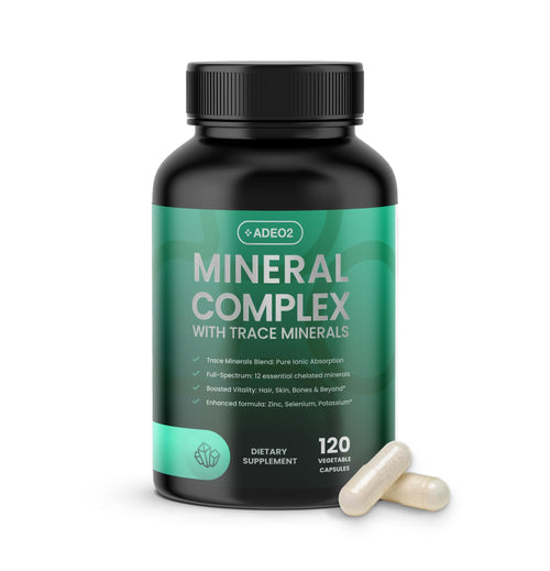 ADEO2 - Premium Blend of 52 Trace Minerals Complex with Essential Minerals in Chelated Form – All Natural and 100% Organic - 120 Capsules - Full Spectrum Ionic Mineral Blend - Safe for Women and Men ADEO2Buy Supplements Australia