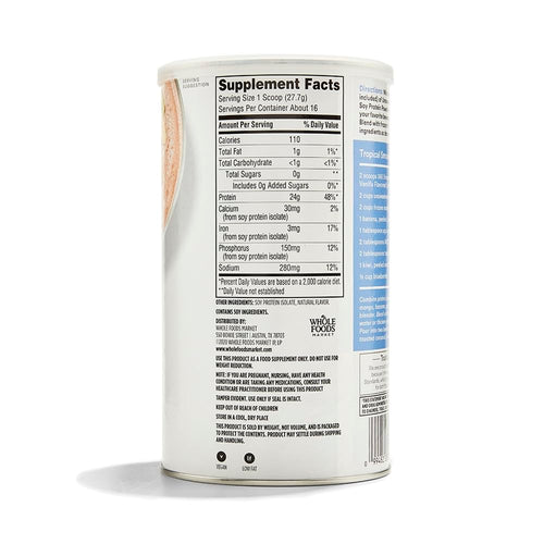 365 by Whole Foods Market, Soy Protein Powder, Unsweetened Vanilla Flavor, 15.63 oz