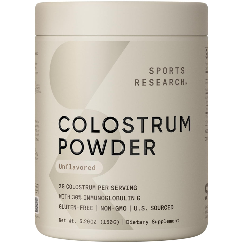 Sports Research® Bovine Colostrum Powder – Easy to Mix, Single Ingredient Superfood – Immunity Support & Gut Health w/IgG Antibodies - U.S. Sourced