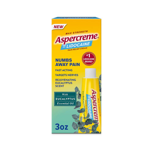 Aspercreme Essential Oils Lidocaine Pain Relief Cream, Max-Strength Lidocaine Numbs Away Nerve Pain, Moisturizing Aloe Hydrates Skin, Eucalyptus, 3 Oz. AspercremeBuy Supplements Australia
