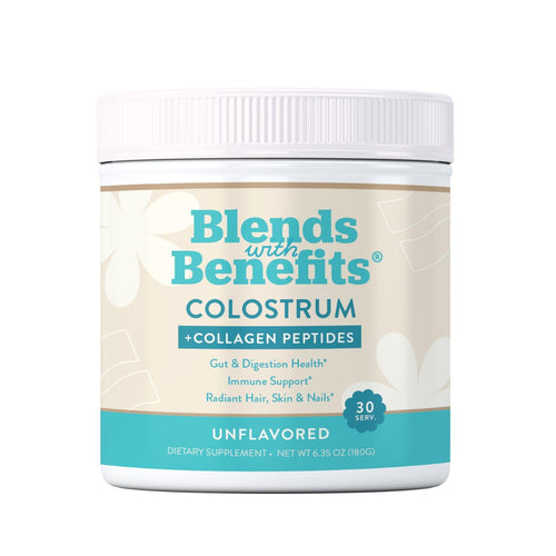 360 Nutrition Blends with Benefits Bovine Colostrum + Collagen Peptides Powder for Gut Health, Hair & Skin Beauty, Immune Support | Grass-Fed, No Added Sugar, Unflavored 6 oz 360 NutritionBuy Supplements Australia