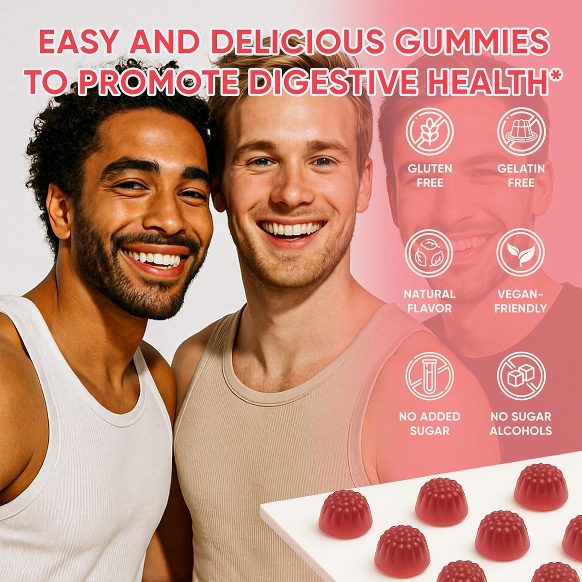 6525080 Clean Prebiotic Fiber Gummy, Clean Fiber Gummies for Men, Men Prebiotic Supplement for Digestive Gut Health, Non-GMO, 60 Gummies - FENGGESTORE20