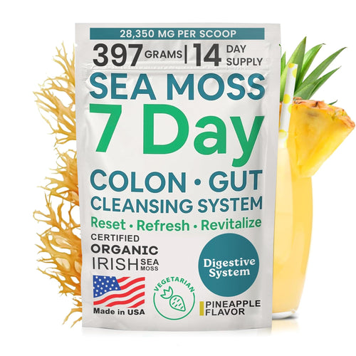 Atlantic Naturals Sea Moss 7-Colon Cleanse Powder | Formulated with Psyllium Husk, Fiber, & Senna Powder | Supports Immune & Gut Health for Women & Men, Pineapple Flavor Drink Mix, 14 oz Atlantic NaturalsBuy Supplements Australia