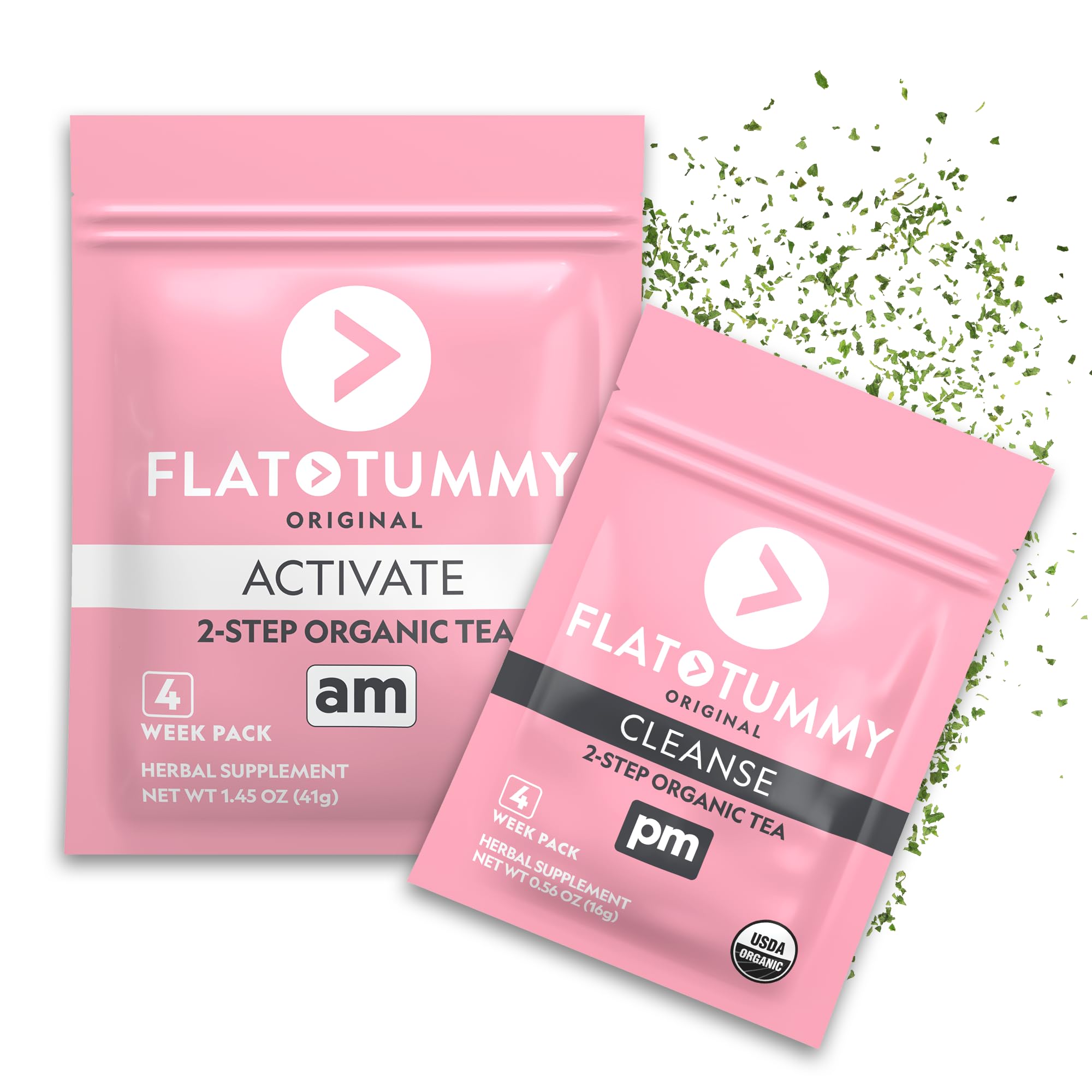 Flat Tummy Tea – 2-step, 4 Week Program – Detox Tea to Boost Energy & Reduce Bloating* - All Natural Detox Cleanse w/ Green Tea, Lemon Balm, Dandelion