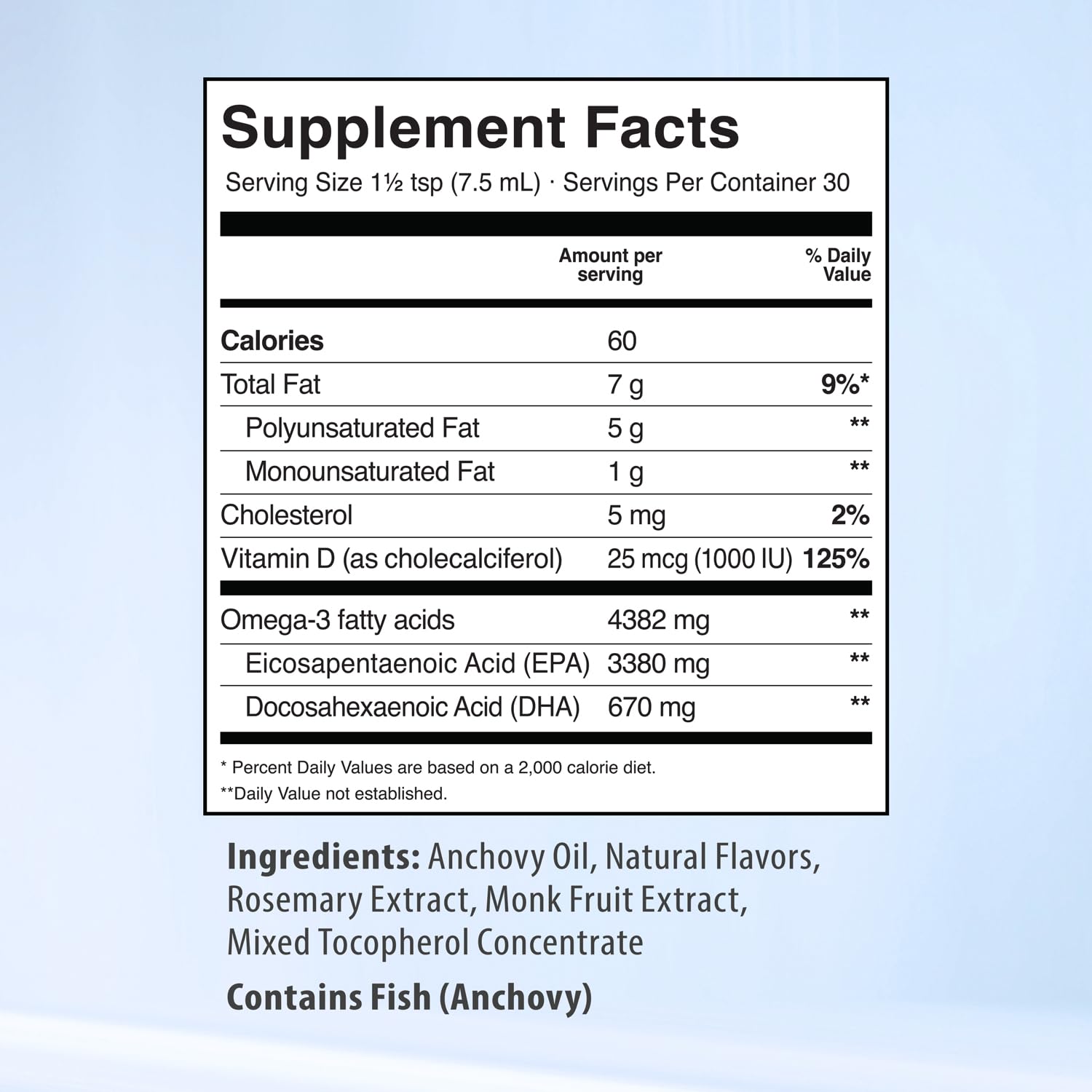 5X Ultimate Strength Omega 3 Fish Oil Liquid with Vitamin D, Burpless Liquid Fish Oil Supplements with High EPA and DHA Omega