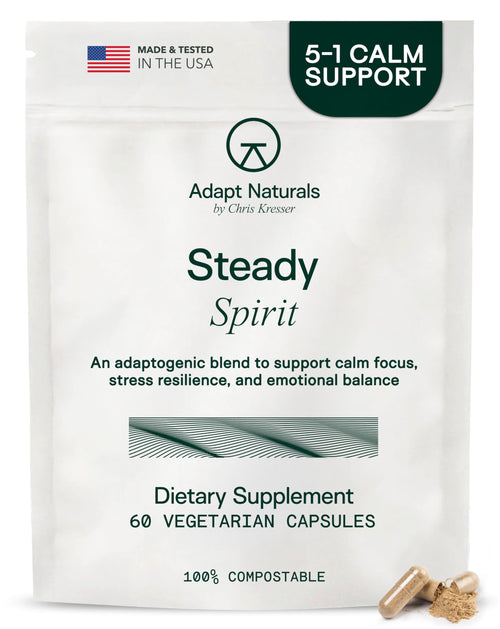 Adapt Naturals Steady Spirit Stress, Anxiety & Mood Support Supplement for Women and Men with Ashwagandha, L-Theanine, Holy Basil, Saffron, and Lemon Balm - Stress Relief Supplement - 30 Day Supply ADAPT NATURALS BY CHRIS KRESSERBuy Supplements Australia