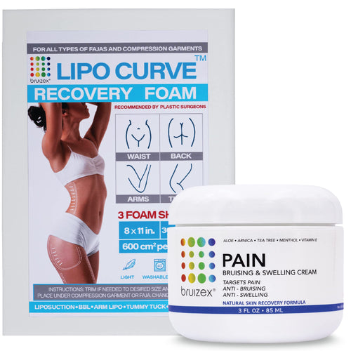 Arnica Montana Bruising & Swelling Cream & LipoCurve Foam Post Surgery Pads Bundle, for Liposuction Post Surgery Recovery & Lymphatic Drainage BruizexBuy Supplements Australia