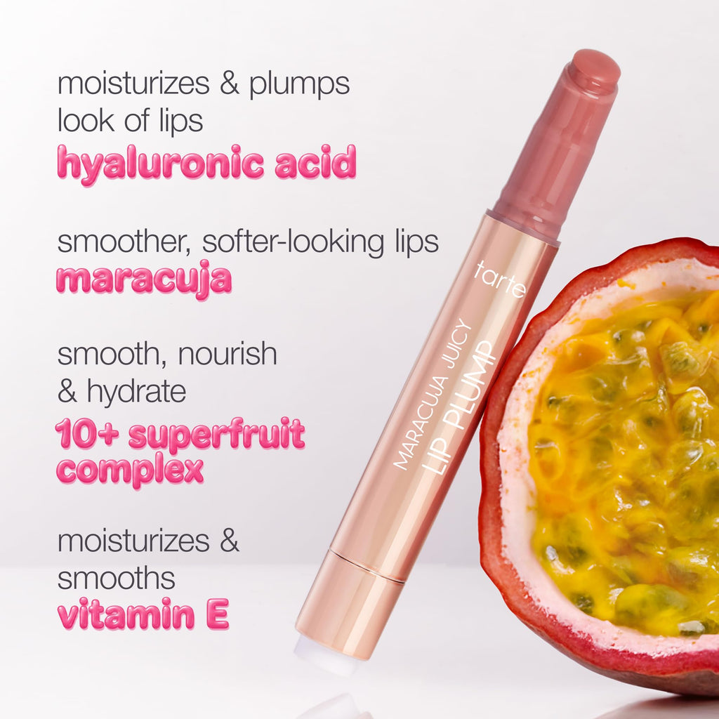 tarte maracuja juicy lip plump – Hydrating & Volumizing Lip Plumper Gloss Balm with Nourishing Hyaluronic Acid, Plumps & Moisturizes, Vegan & Cruelty-Free, full size, poppy