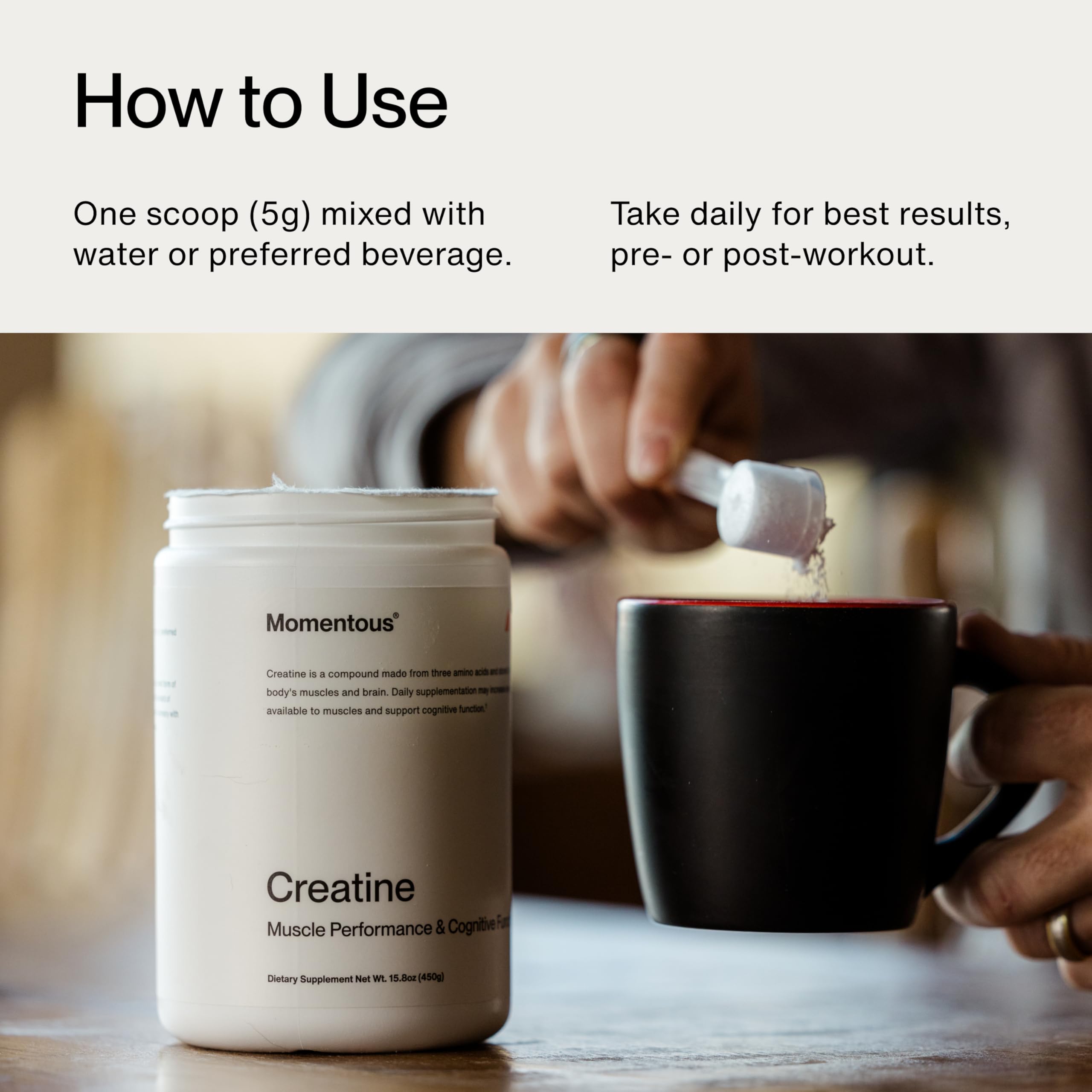 Momentous Creatine Lemon Monohydrate Powder - Creatine Powder - Supports Strength, Lean Muscle, & Recovery for Men & Women - NSF Certified for Sport - 6.49 g per Serving - 15 Servings
