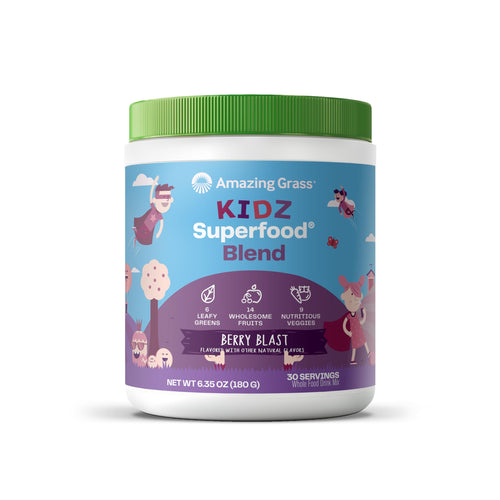 Amazing Grass Kidz Superfood: Organic Greens, Fruits, Veggies, Beet Root Powder & Probiotics for Healthy Kids, Berry Blast, 30 Servings Amazing GrassBuy Supplements Australia