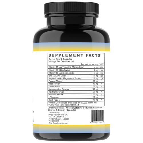 Angry Supplements Stress Less Day-Time Mood Support Pills – Natural Stress Relief with Ashwagandha, Rhodiola, L-Theanine, Magnesium & B Vitamins– Calm Focus & Mental Clarity – 60 Capsules (1-Bottle) Angry SupplementsBuy Supplements Australia