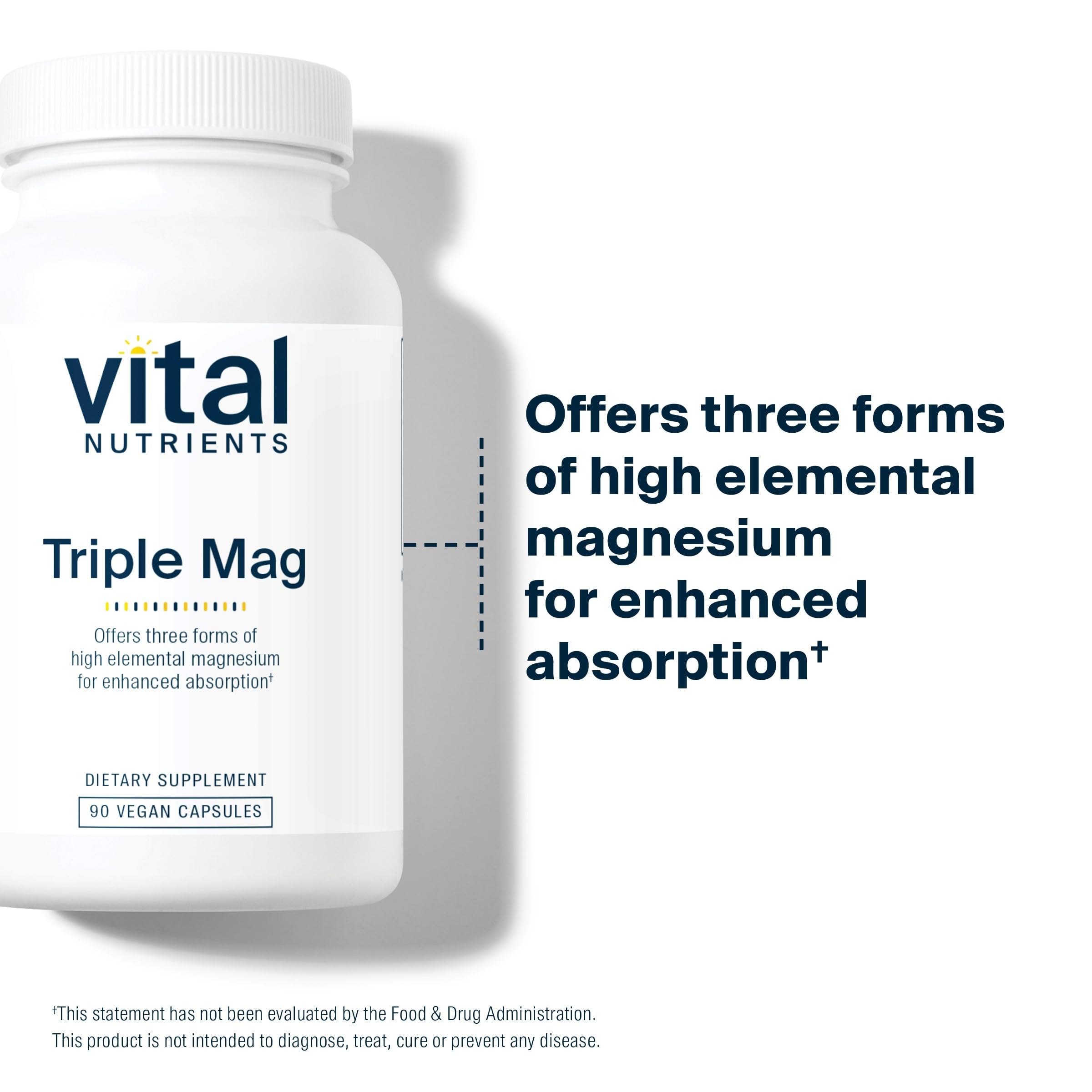 Vital Nutrients Triple Magnesium Complex Supplement | Vegan Magnesium Glycinate, Malate & Oxide 250mg | Easily Absorbed Magnesium Supplement for Stress, Muscle, Heart, Bone Support | 90 Capsules Vital NutrientsBuy Supplements Australia