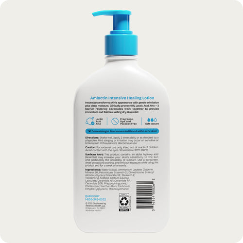 AmLactin Intensive Healing Body Lotion - Therapeutic Lotion for Extremely Dry Skin - No-Scrub Exfoliator and Moisturizer