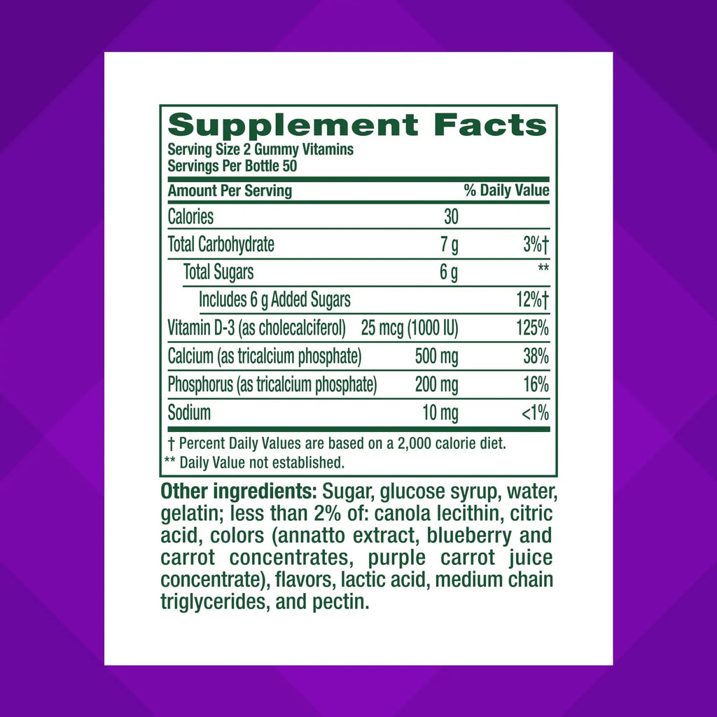 vitafusion Chewable Calcium Gummy Vitamins for Bone and Teeth Support, Calcium Gummies, Fruit and Cream Flavor, 100 Count, 50 Day Supply Vitafusion