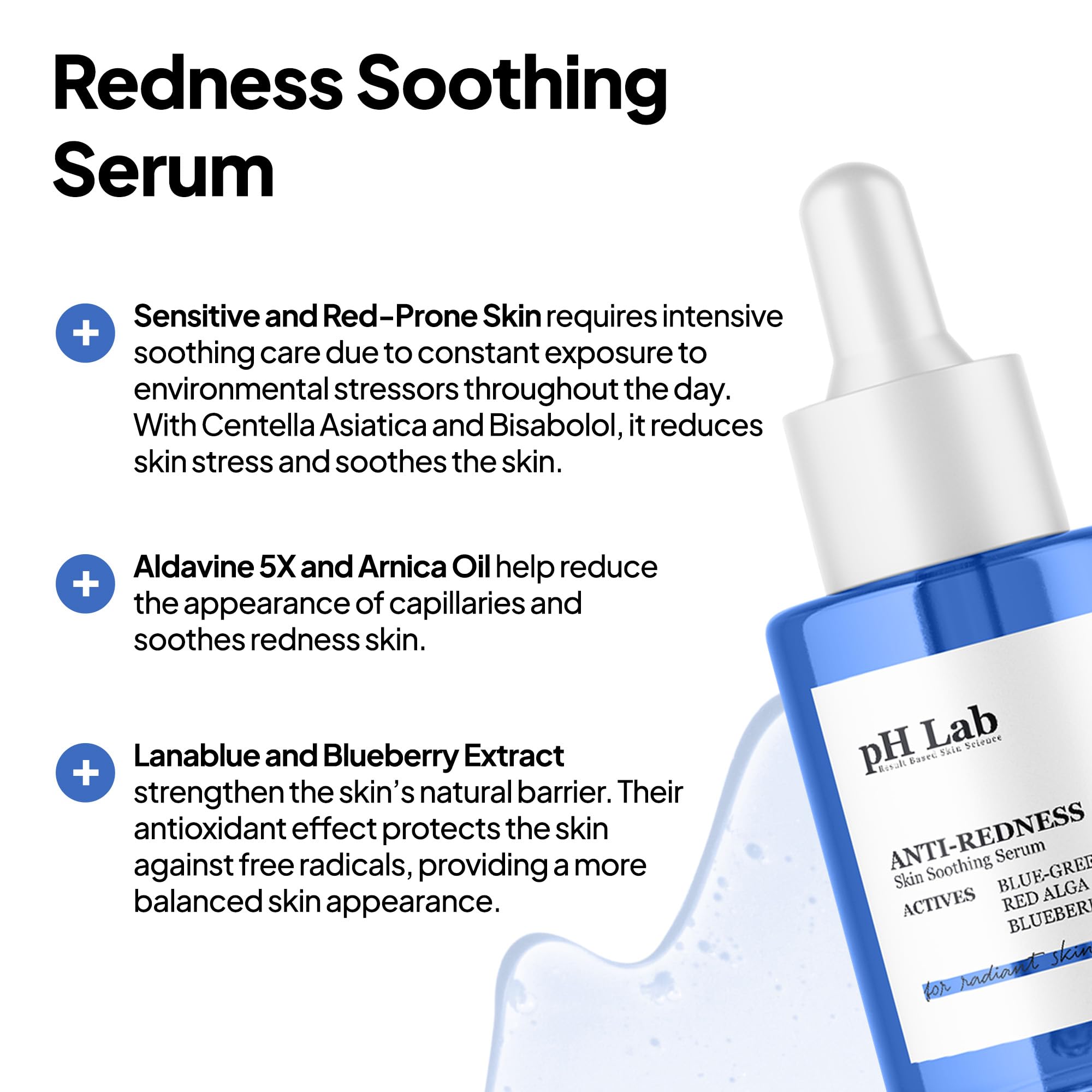 PhLab Anti Redness Serum, Reduces Capillary Cracks Appearance, Evens Skin Tone, Skin Soothing and Redness Reform Serum, 1.01 Fl Oz (Pack of 1)