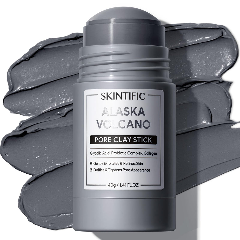 SKINTIFIC Deep Pore Cleansing Blackhead Remover Face Mask Stick, Mud Mask with Natural Alaska Volcano Clay, Gentle Exfoliating, Smoothing Skin