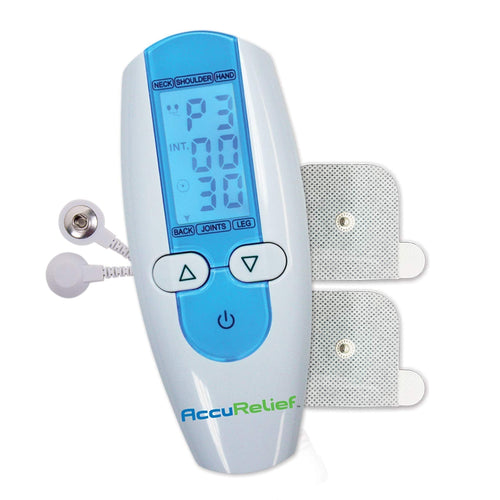 AccuRelief TENS Unit Muscle Stimulater Pain Relief System - Electric Muscle Stimulator with Electrodes for Neck, Back, and Full Body, White and Blue AccuReliefBuy Supplements Australia