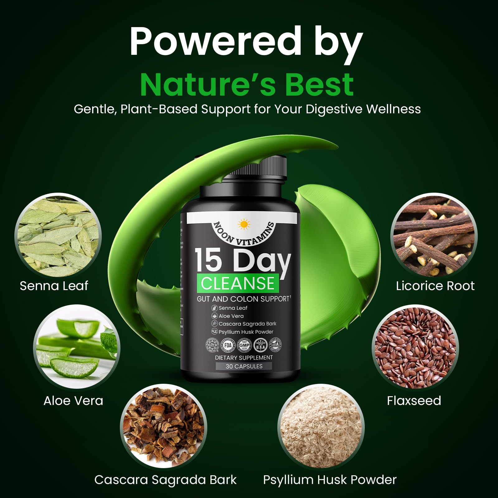 15-Day Colon Cleanse & Gut Detox – Natural Probiotic Cleanser with Senna Leaf, Psyllium & Aloe – Halal for Men & Women – Supports Digestive Health