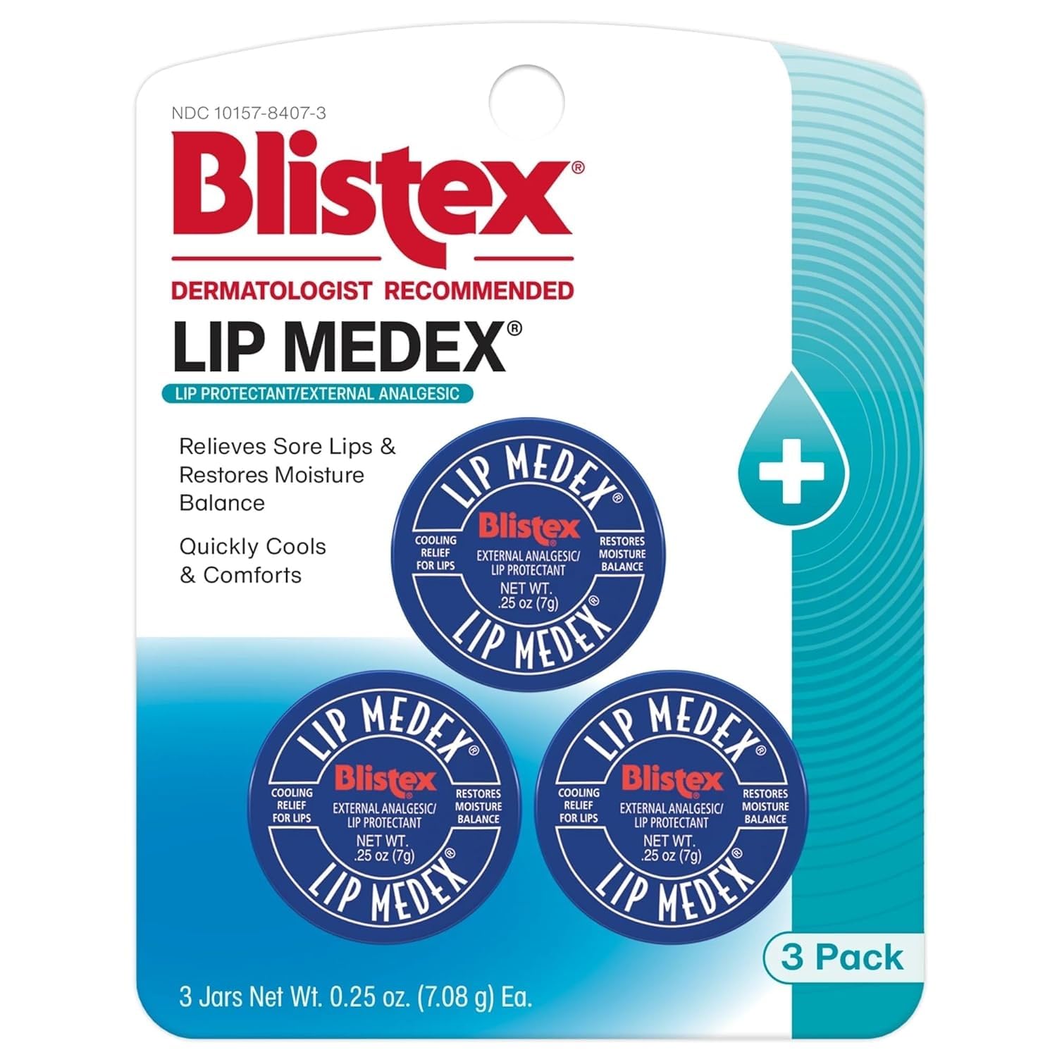 Blistex Lip Medex, 0.25 Ounce, Medicated Relief with Immediate Cooling, Soothes and Protects, Advanced Hydration