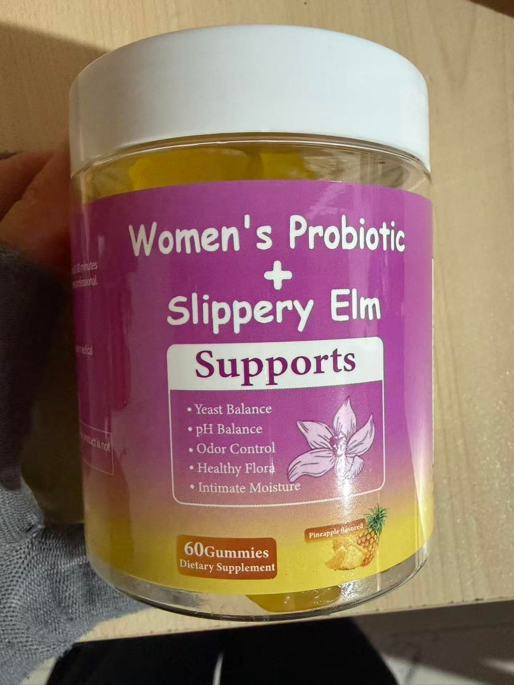 DYALE Her Juicy Feminine Probiotics Gummies for Women | Pineapple Flavor | Supports pH Balance, Gut Health & Immune System | with Slippery Elm, Prebiotics & Lactobacillus Blend | 60 Gummies (1pc)