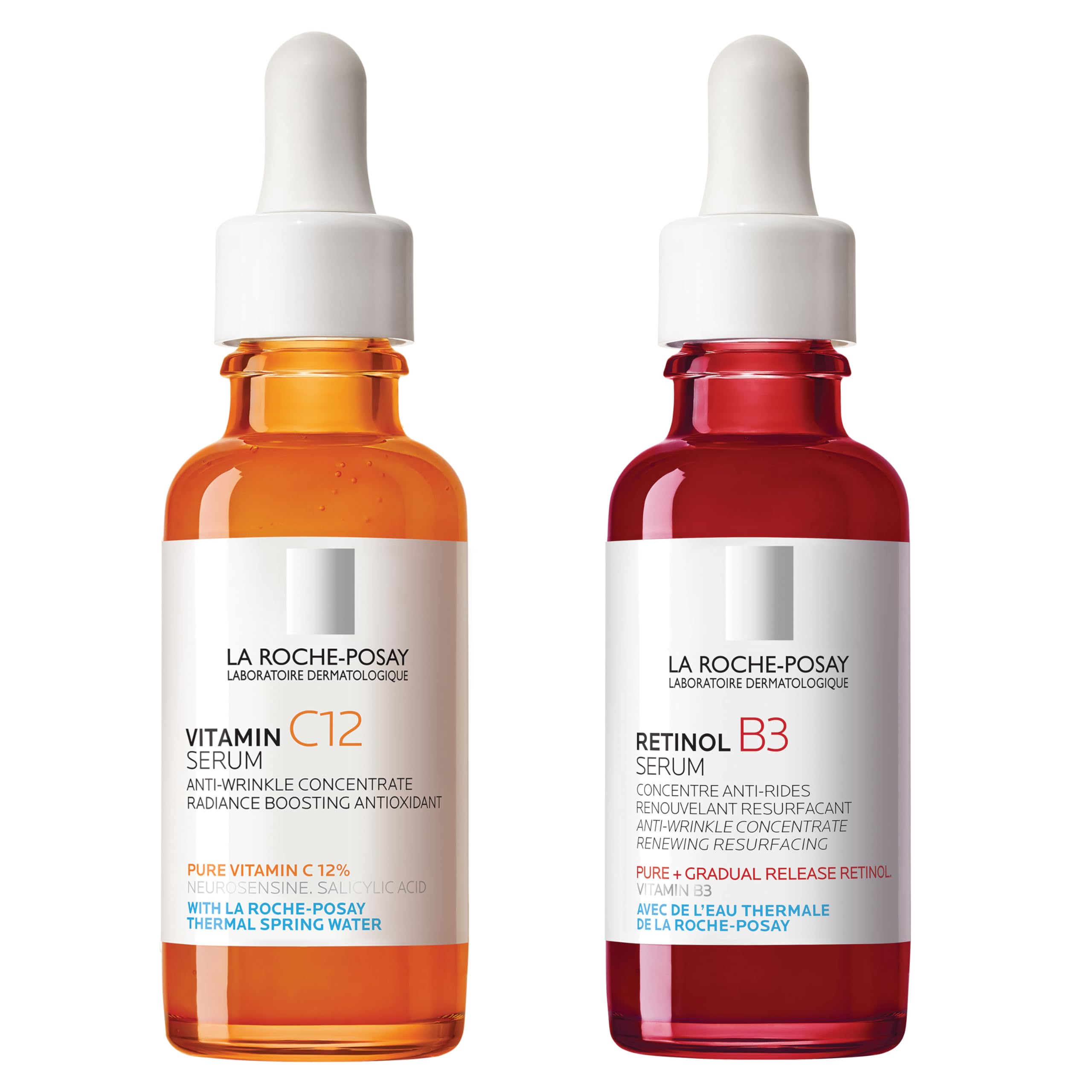 Bundle of La Roche-Posay Pure 10% Vitamin C Serum+ La Roche-Posay Pure Retinol Face Serum for Lines, Wrinkles & Premature Sun Damage to Resurface