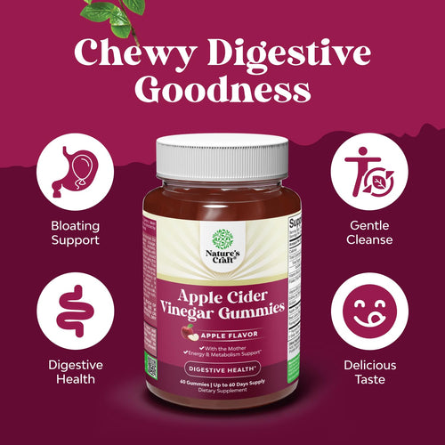 Apple Cider Vinegar Gummies with Mother - Cleanse & Detox ACV Gummies for Weight Loss, Gut Health, Bloating, Metabolism & Energy Support