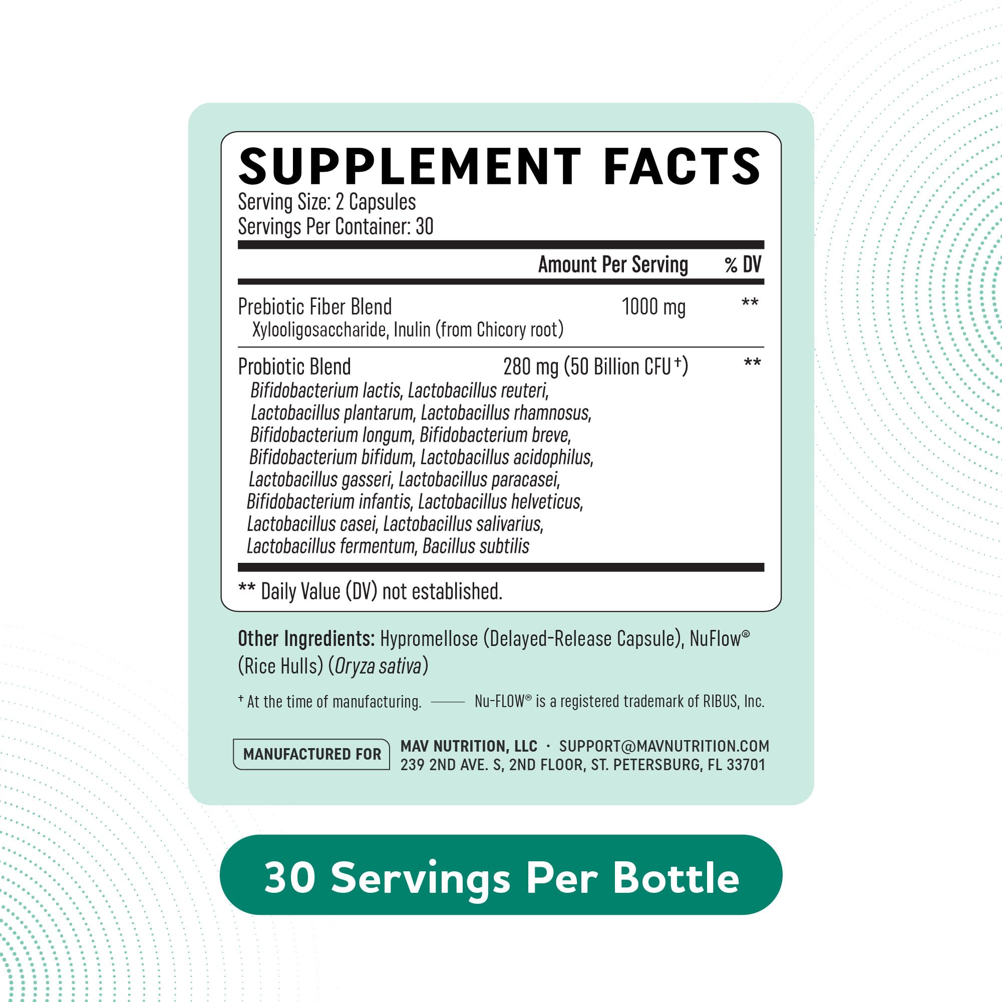 Prebiotics and Probiotics | 50 Billion CFU, 16 Probiotic Strains & Inulin Prebiotic Fiber | Delayed Release Capsules | Gut Health Support | Prebiotics and Probiotics for Women & Men | Non-GMO | 60 Ct MAV NUTRITION buy supplements Au
