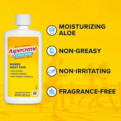 Aspercreme Max Strength Lidocaine Pain Relief Dry Spray 4 oz. Odor Free with Lidocaine Maximum Strength Pain Relief Cream, 4.3 Oz AspercremeBuy Supplements Australia