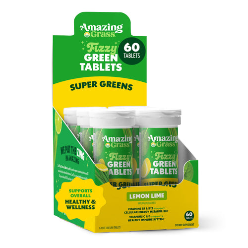 Amazing Grass Effervescent Tablets: Green Superfood Water Flavoring Tablet with Antioxidants & Alkalizing Greens, Lemon Lime, 60 Count Amazing GrassBuy Supplements Australia