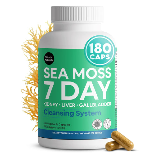 Atlantic Naturals Sea Moss Capsules – 7 Day Herbal Blend for Liver & Gallbladder Wellness – with Dandelion Root, Milk Thistle, Burdock Root, Red Clover & Chanca Piedra – 180 Count Sea Moss Capsules Atlantic NaturalsBuy Supplements Australia