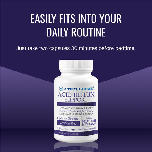 Approved Science® Acid Reflux Support - with Melatonin, Marshmallow Root, L-Taurine -180 Capsules - Vegan Approved ScienceBuy Supplements Australia