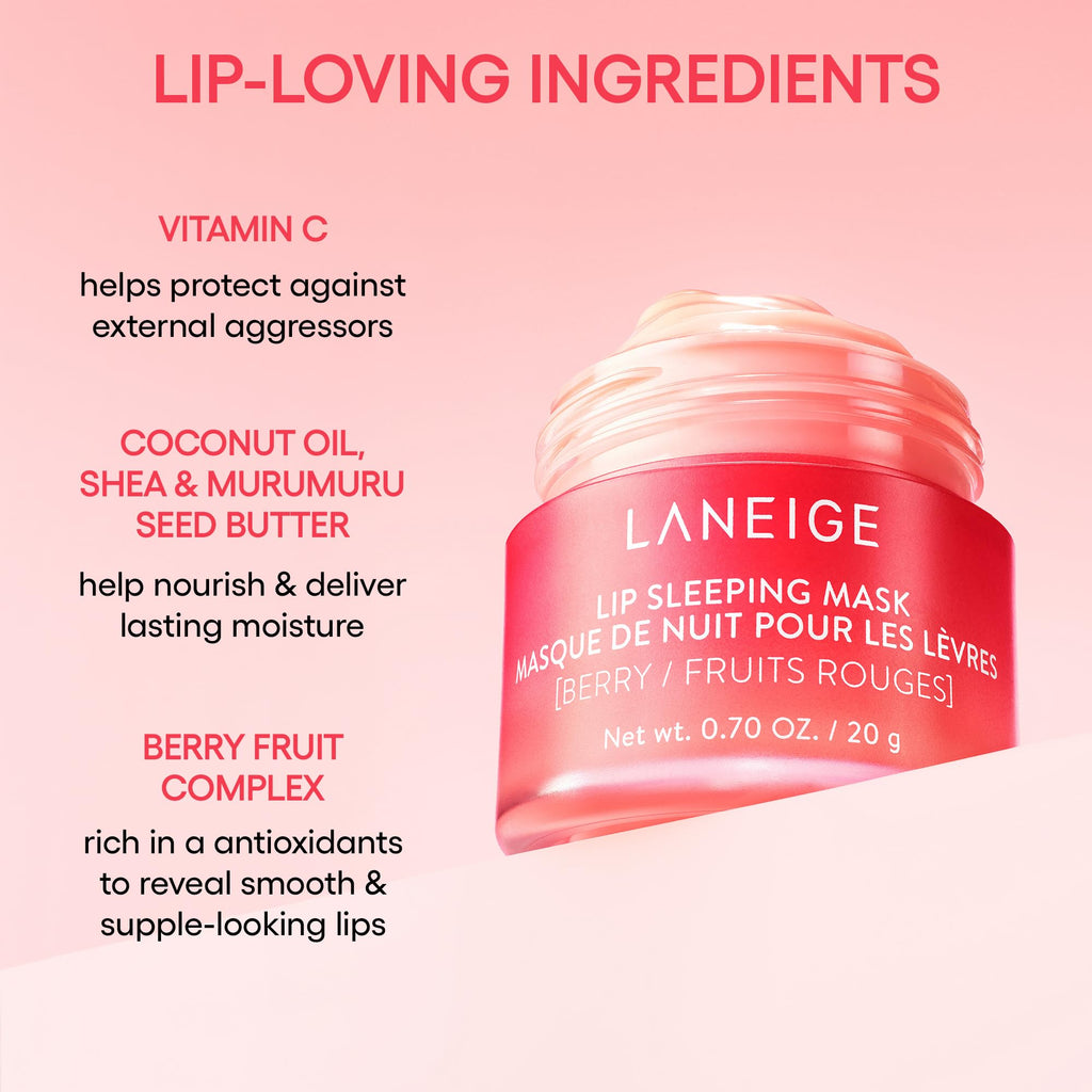 LANEIGE Lip Sleeping Mask, Berry: Nourishing Overnight Lip Treatment with Vitamin C, Shea & Murumuru Butter for Hydrating Dry, Flaky Lips LANEIGEBuy Supplements Australia