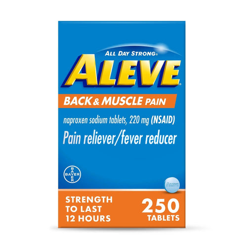 Aleve Back & Muscle Pain Relief Naproxen Sodium Tablets, Pain Reliever & Fever Reducer, Medicine for Body , 250 Count AleveBuy Supplements Australia