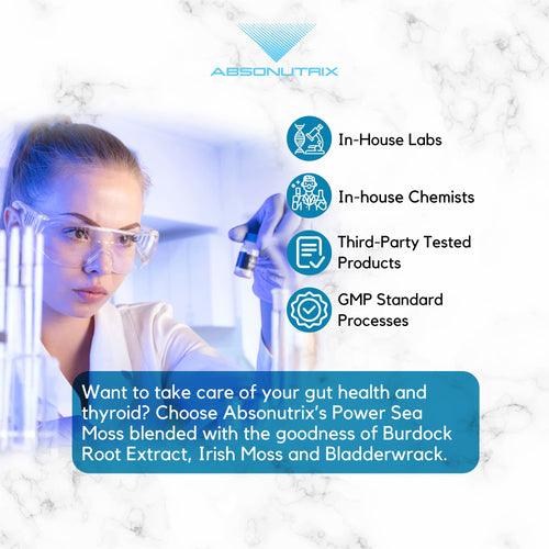 Absonutrix Power Sea Moss with Blend Burdock Root Extract 593mg, 4 Oz Liquid, 200 Servings, Made in USA, Quick Absorption, Quality Potent Ingredients, Third-Party Tested, Non-GMO AbsonutrixBuy Supplements Australia