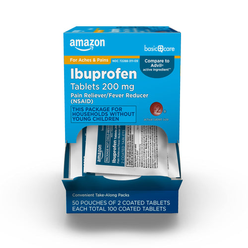 Amazon Basic Care Ibuprofen Tablets, 200 mg, Pain Reliever and Fever Reducer, For Headache, Muscular Aches, Arthritis, Backache, Menstrual Pain, 100 Count (Pack of 1) Amazon Basic Care buy supplements Au