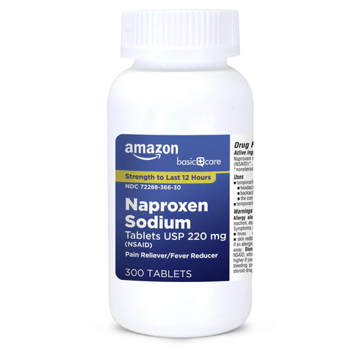 Amazon Basic Care Naproxen Sodium Tablets 220 mg, Pain Reliever/Fever Reducer (NSAID), 12-Hour Relief for Headache, Backache, Menstrual Pain, Muscle Aches, Arthritis, 300 Count Amazon Basic CareBuy Supplements Australia