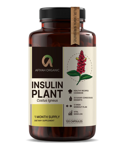 Afiyah Organic - Premium Quality Costus Igneus (Insulin Plant) Capsules - Easy to Swallow 120 Veggie Capsules (1 Month Supply) - Made in the USA - Including Complete Health Support Program Afiyah OrganicBuy Supplements Australia