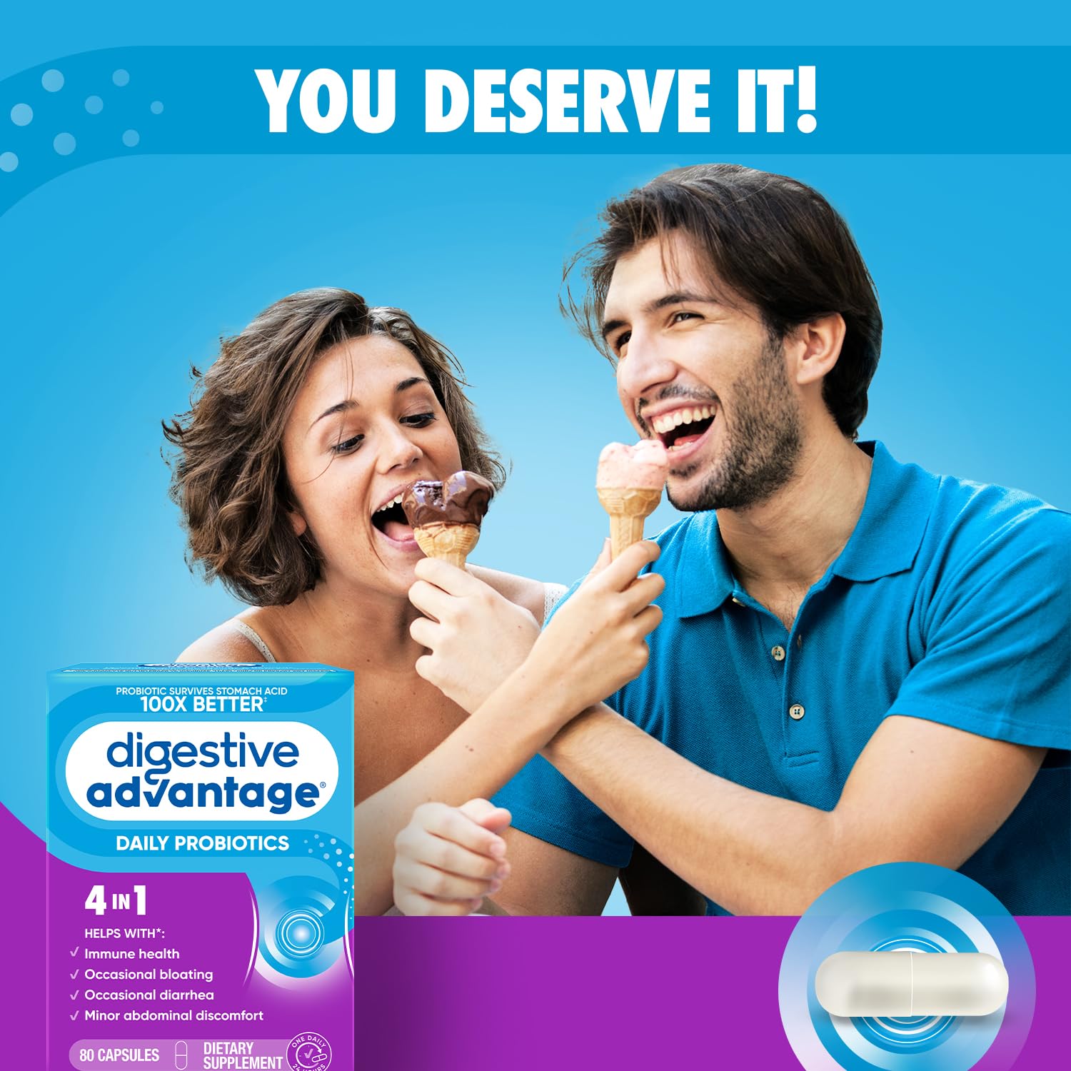 Digestive Advantage Probiotics for Digestive Health, Daily Probiotics for Women & Men, Supports Gut Health, Occasional Bloating & Diarrhea, Minor Abdominal Discomfort,