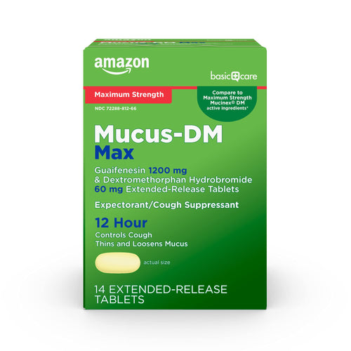 Amazon Basic Care Maximum Strength Mucus DM, Expectorant and Cough Suppressant, Chest Congestion Relief, 12 Hour, 14 Tablets Amazon Basic Care buy supplements Au