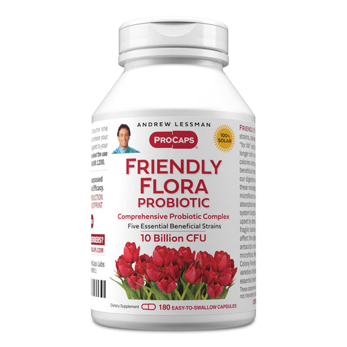 ANDREW LESSMAN Friendly Flora Probiotic 180 Capsules - 10 Billion CFU, Comprehensive Blend of Five Probiotic Strains, Powerful Immune and Digestive Support. Probiotics for Women or Men ANDREW LESSMANBuy Supplements Australia