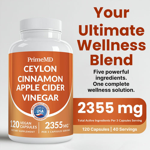 5-in-1 Ceylon Cinnamon Capsules 2355mg - Apple Cider Vinegar Capsules with Turmeric, Panax Ginseng & Bioperine - Cinnamon Supplements for Women & Men