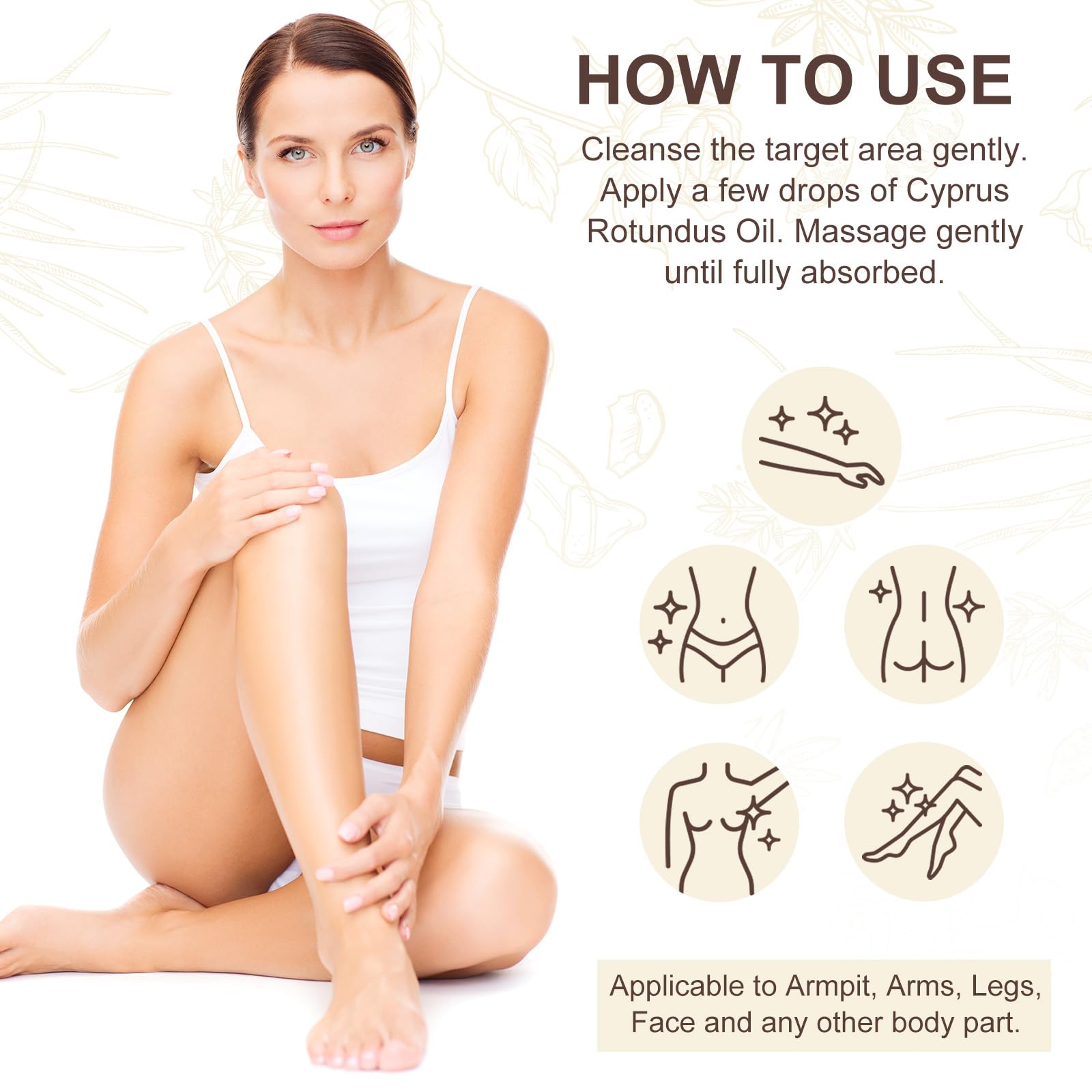 Cyperus Rotundus Oil, Natural Cyperus Rotundus Oil for Hair Removal, Reduces Unwanted Hair Growth, Moisturizes & Soothes The Skin
