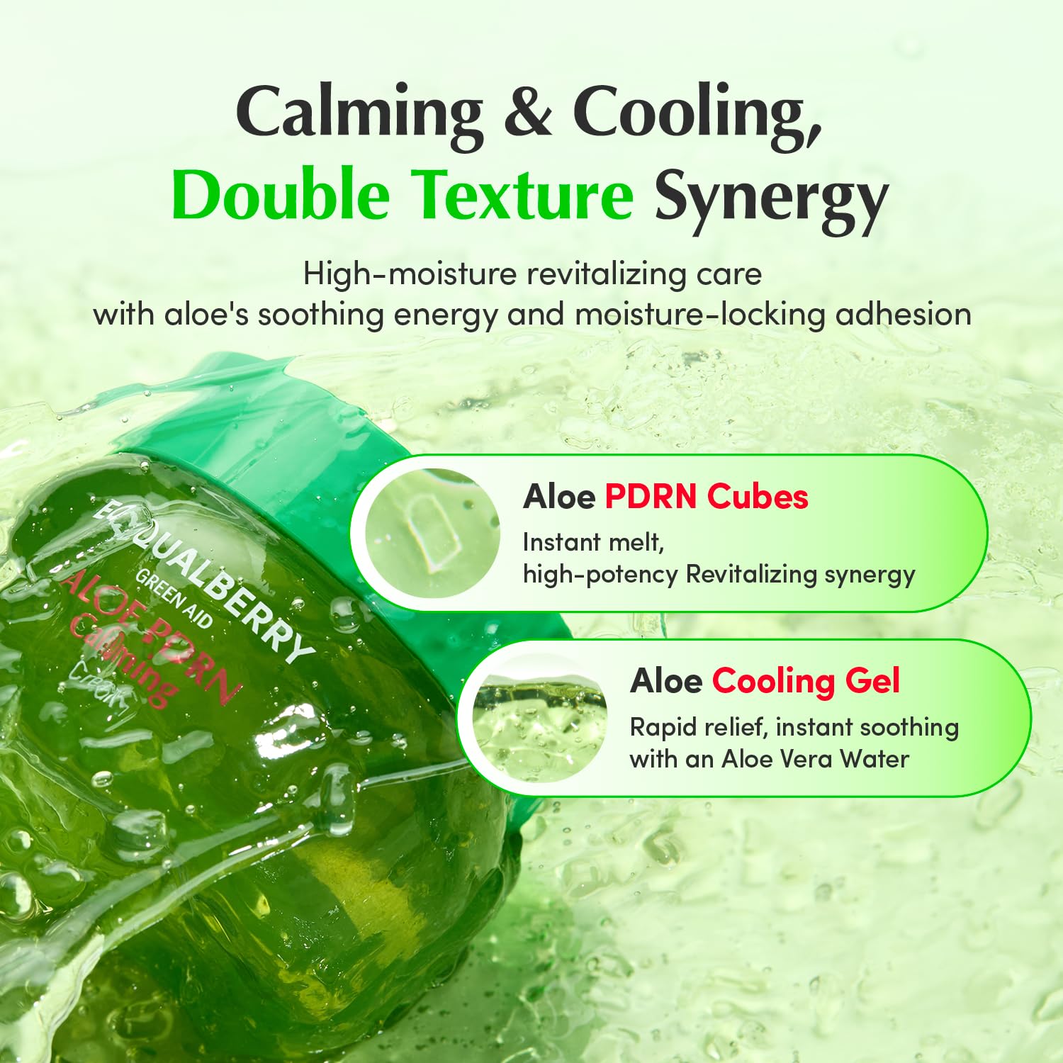 EQQUALBERRY ALOE PDRN Calming Cream | 7% Aloe PDRN & 10% Aloe Vera Water + 5-Cica | Cooling Gel Moisturizer for Oily Skin, Barrier Repair & Blemish Marks