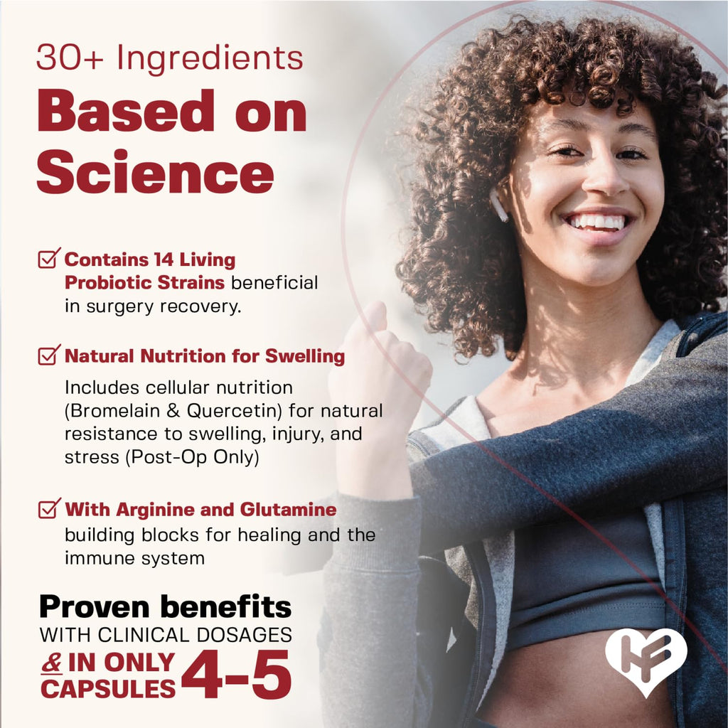 HealFast Complete Surgery & Injury Recovery Supplement: for Wound, Scar Treatment & Bruising w/Vitamins, Bromelain, Quercetin & Probiotics (Pre+Post Op) HealFastBuy Supplements Australia