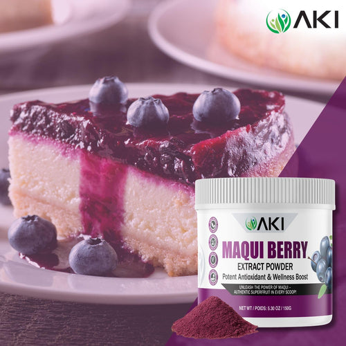 AKI Maqui Berry Extract Powder – Wild Harvested from Patagonia, High in Anthocyanins & Polyphenols, Freeze-Dried Superfruit for Smoothies, Non-GMO, Vegan, 150g/ 5.3 oz AKI ORGANICBuy Supplements Australia