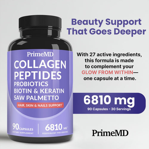 27-in-1 Hair Skin and Nails Vitamins (6810mg) with Biotin 10000mcg - Collagen Supplements for Men and Women - Keratin Supplements with Probiotics
