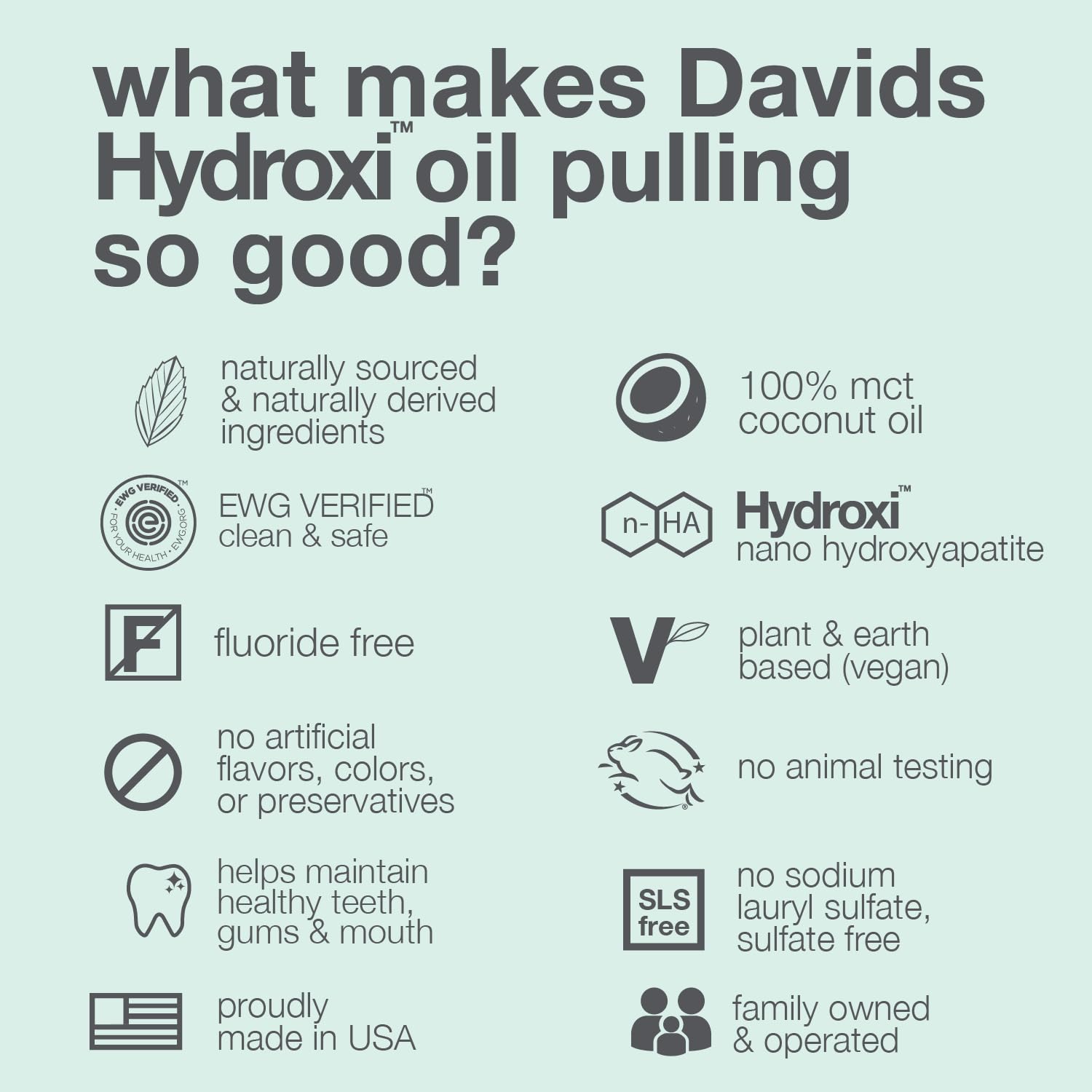 Davids Nano Hydroxyapatite Oil Pulling Oral Rinse Mouthwash, 100% MCT Coconut Oil, Promotes Teeth and Gum Health, Natural Whitening, Essential Oils