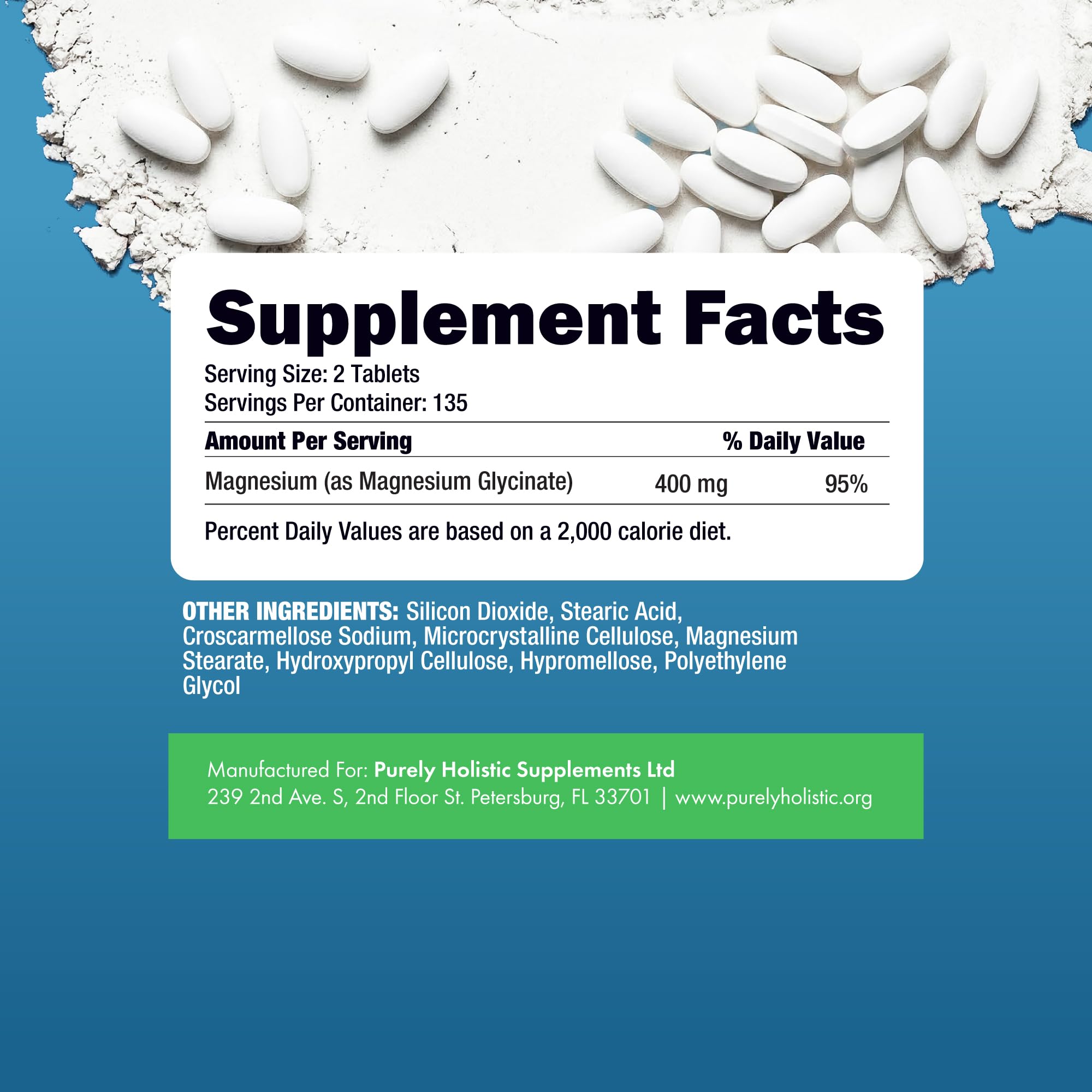 Magnesium Glycinate 400mg | 4+ Month Supply | Sleep, Relaxation & Muscle Support | High Absorption Chelated Magnesium Supplement for Women & Men | Gentle on Digestion | Vegan | 270 Tablets Purely Holistic buy supplements Au