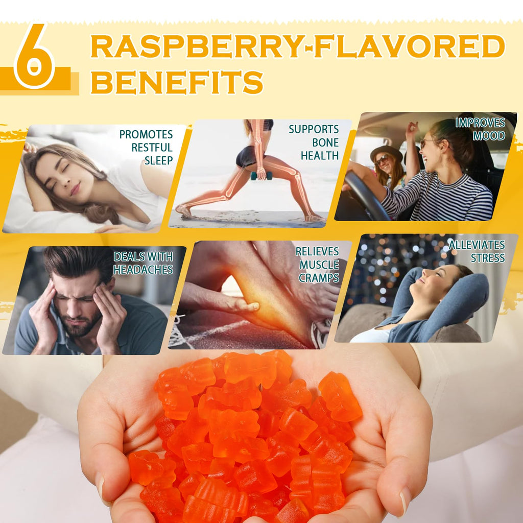 Magnesium Glycinate Gummies 1000mg - Sugar Free Magnesium Potassium Supplement with Vitamin D, B6, CoQ10 for Calm Mood & Sleep Support - 60 Orange Gummies ElevateLifeBuy Supplements Australia